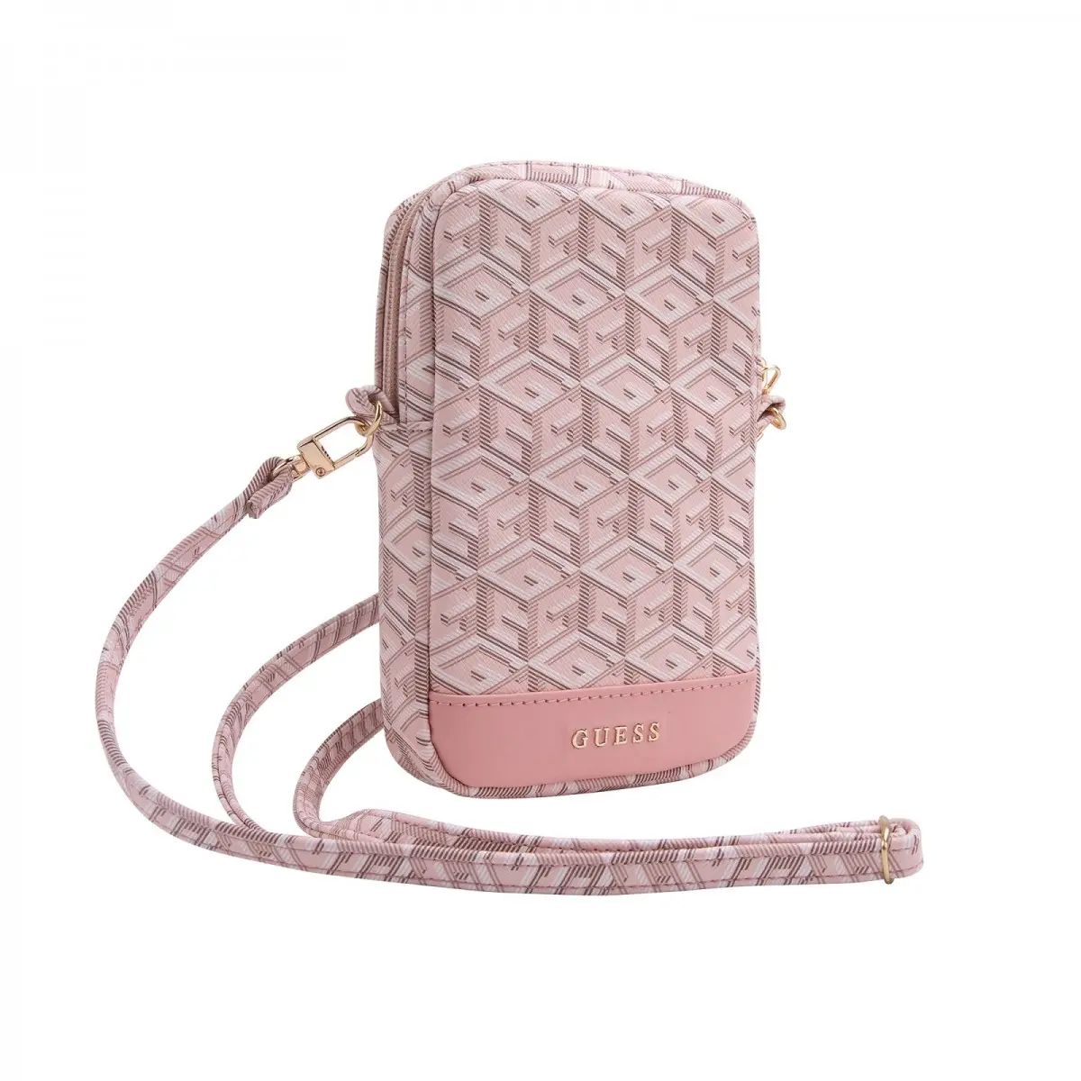 Guess PU G Cube Wallet Phone Bag Zipper růžový