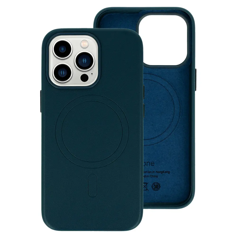 Zadní kryt MagSafe Leather pro Iphone 15 Pro Navy