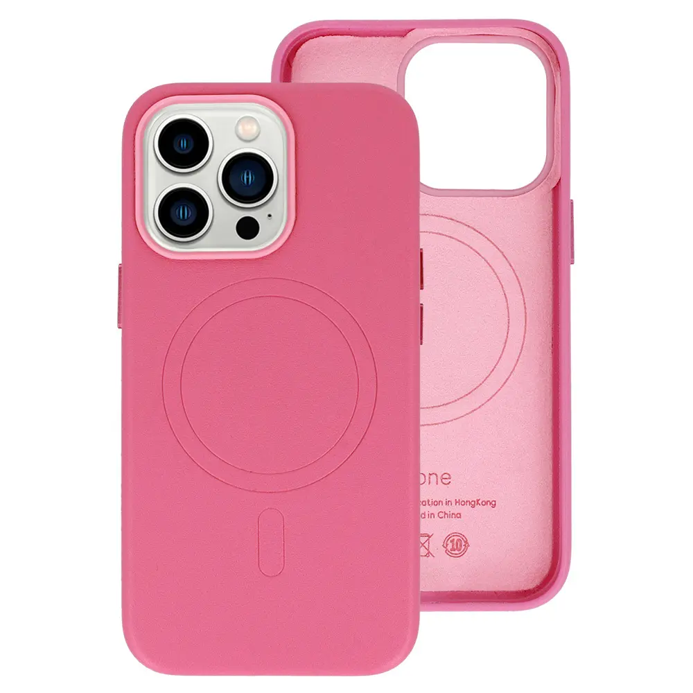 Zadní kryt MagSafe Leather pro Iphone 15 Plus Pink