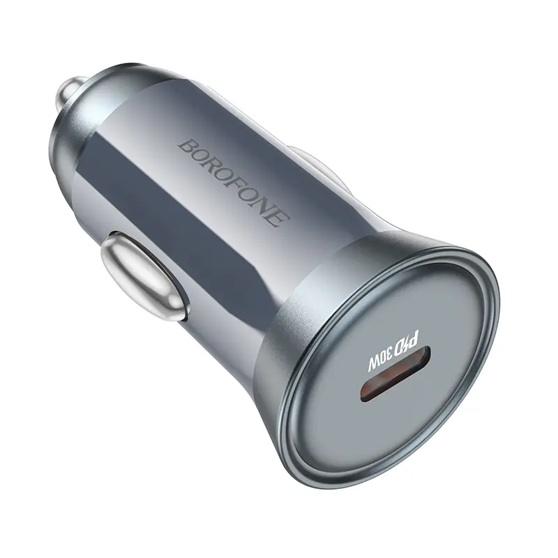 Adaptér do auta Borofone BZ26 s funkcí rychlonabíjení 30W šedý