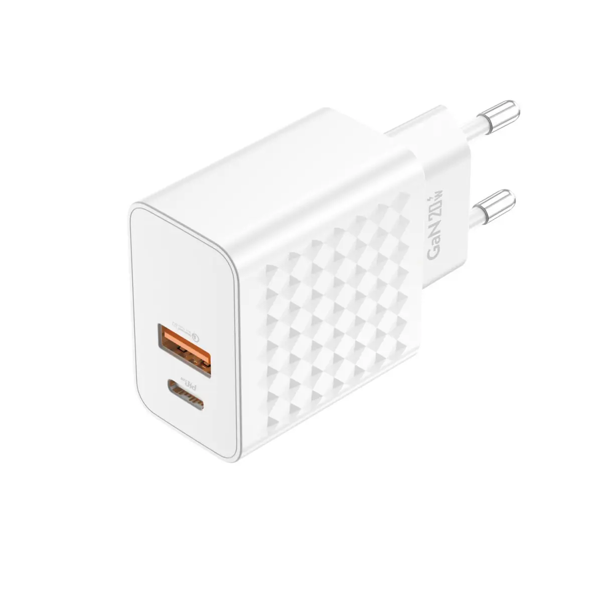 Adaptér Foneng EU42 GaN - USB + Type C - PD 20W 3A bílý