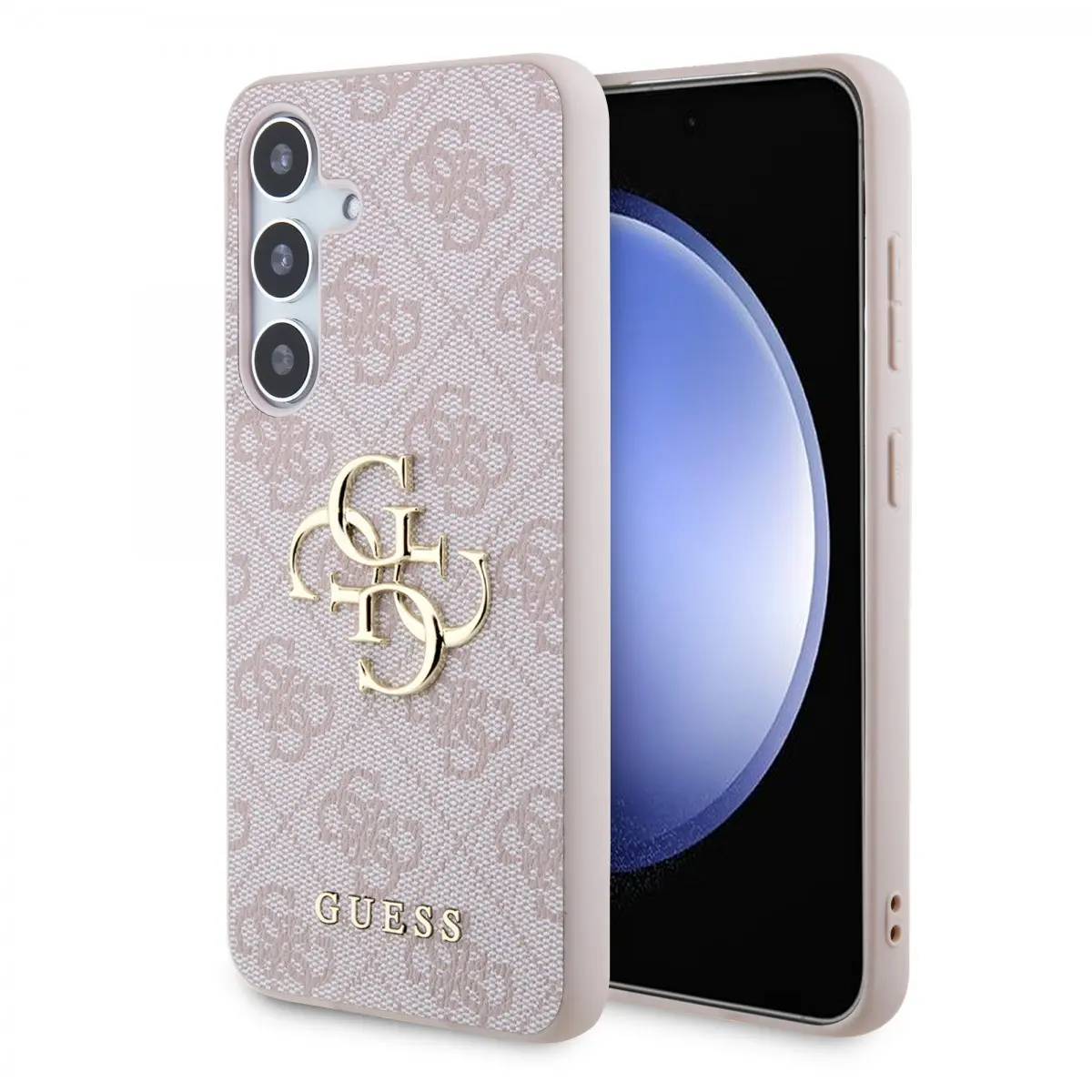 Guess PU 4G Metal Logo Zadní Kryt pro Samsung Galaxy S24 Pink GUHCS24S4GMGPI