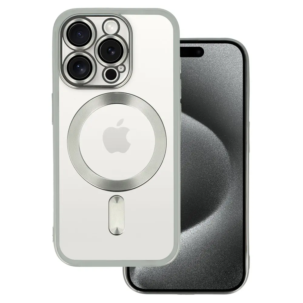 Zadní kryt Metallic MagSafe pro iPhone 15 Plus Silver