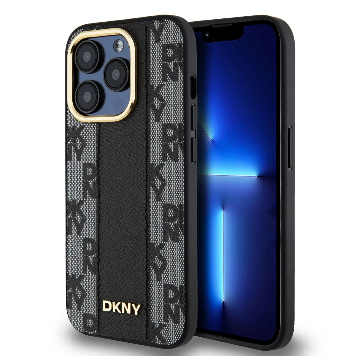 DKNY PU Leather Checkered Pattern Magsafe Zadní Kryt pro iPhone 15 Pro Max Black DKHMP15XPCPVSLK