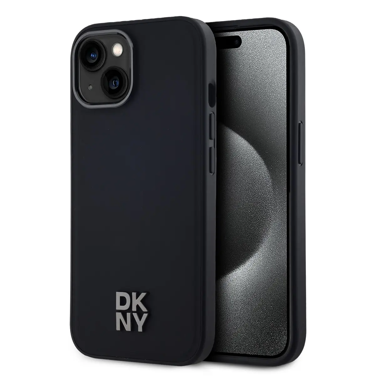 DKNY PU Leather Stack Logo Magsafe Zadní Kryt pro iPhone 15 Black DKHMP15SPSMCSLK