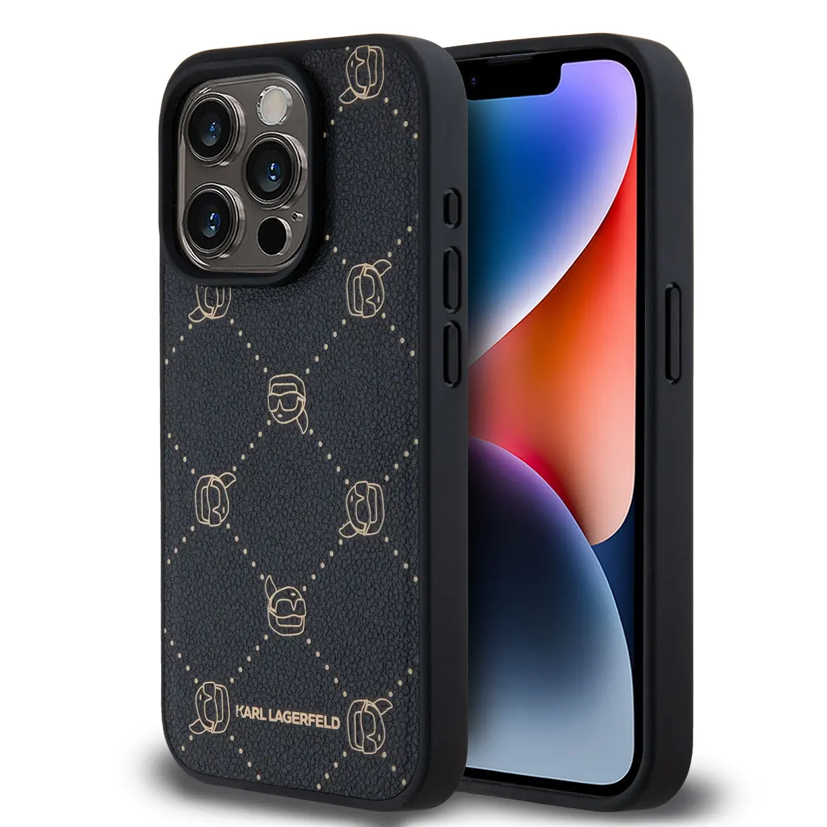 Karl Lagerfeld PU Karl Heads Pattern Magsafe Zadní Kryt pro iPhone 15 Pro Max Black KLHMP15XPGKHPHK