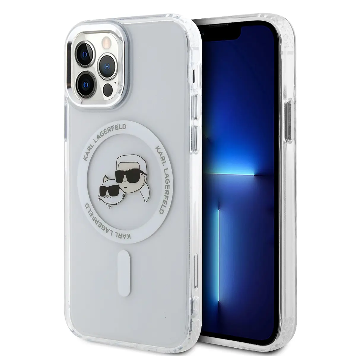 Karl Lagerfeld IML K&CH Heads Metal Frame MagSafe zadní kryt pro iPhone 12/12 Pro čirý