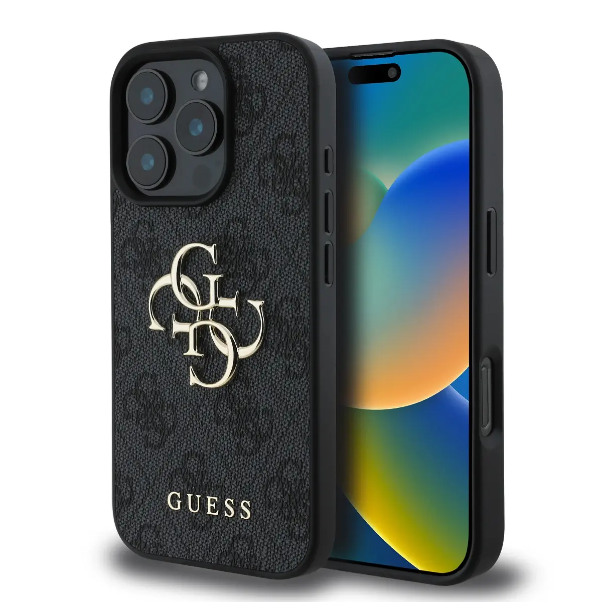 Guess PU 4G Metal Logo Zadní Kryt pro iPhone 16 Pro Max Grey GUHCP16X4GMGGR