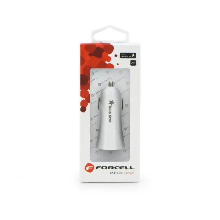 Autodobíječ Forcell 2A bílý s funkcí Quick Charge