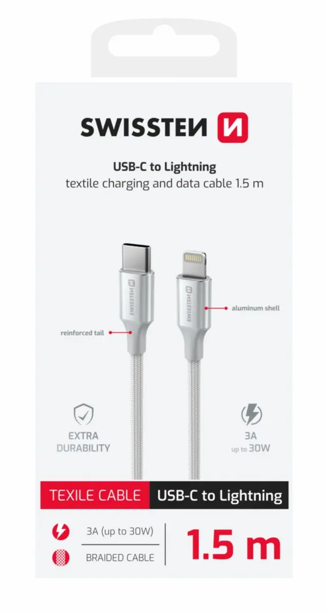 Swissten 71529204 USB-C / Lightning, 1,5m, bílý