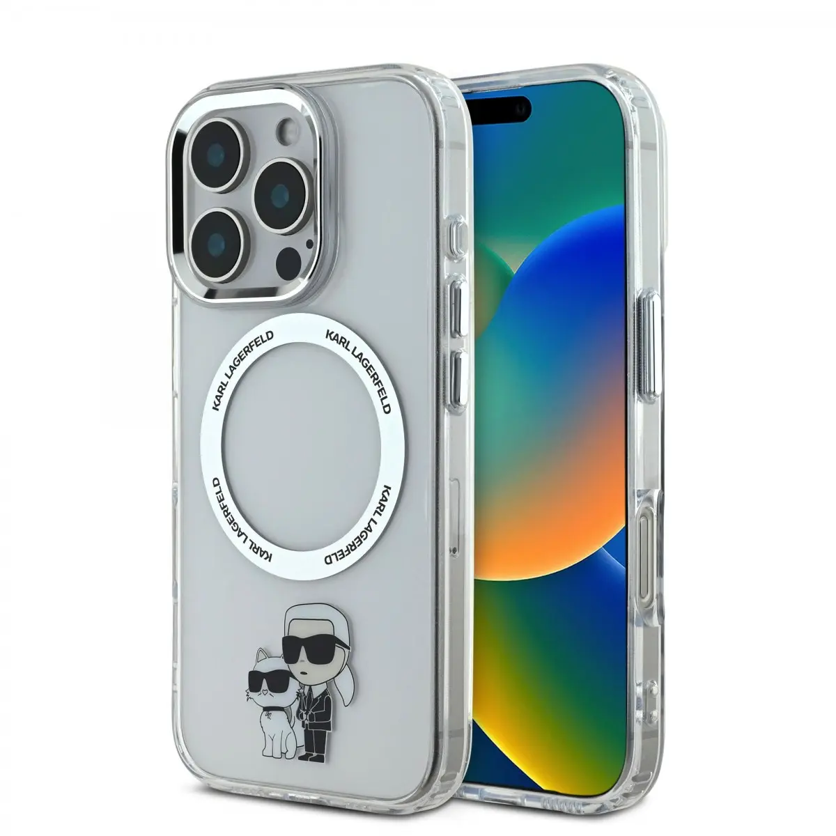 Karl Lagerfeld IML Karl and Choupette MagSafe kryt pro iPhone 16 Pro čirý