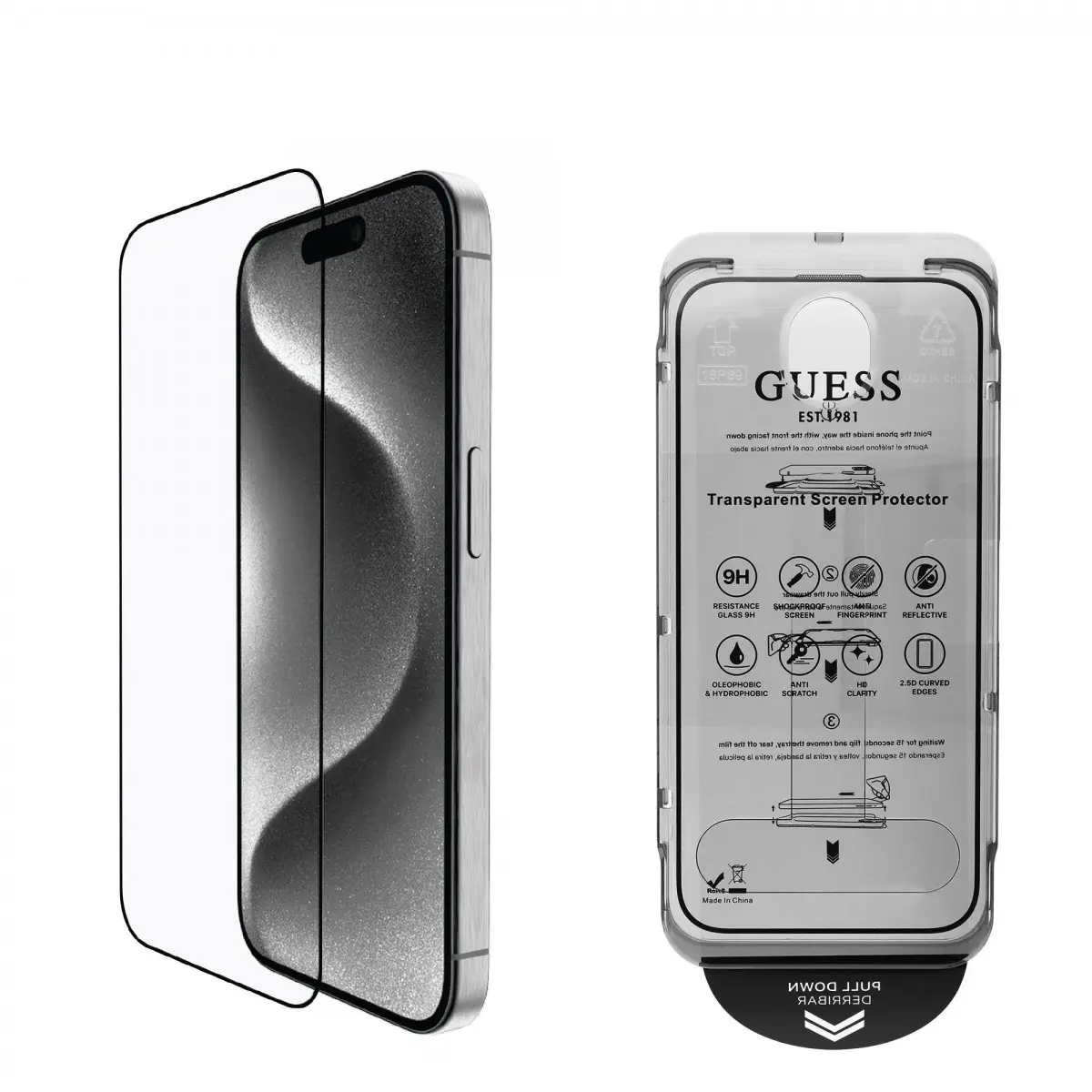 Guess Tvrzené Sklo 2.5D pro iPhone 16 Pro Black GUTGP16LBOKGCIT