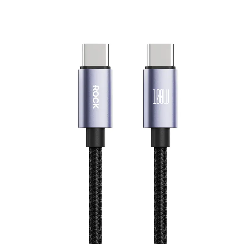 Datový kabel Rock Cable Deep Indigo Series braided  USB-C - USB-C PD 100W 1,2m černý