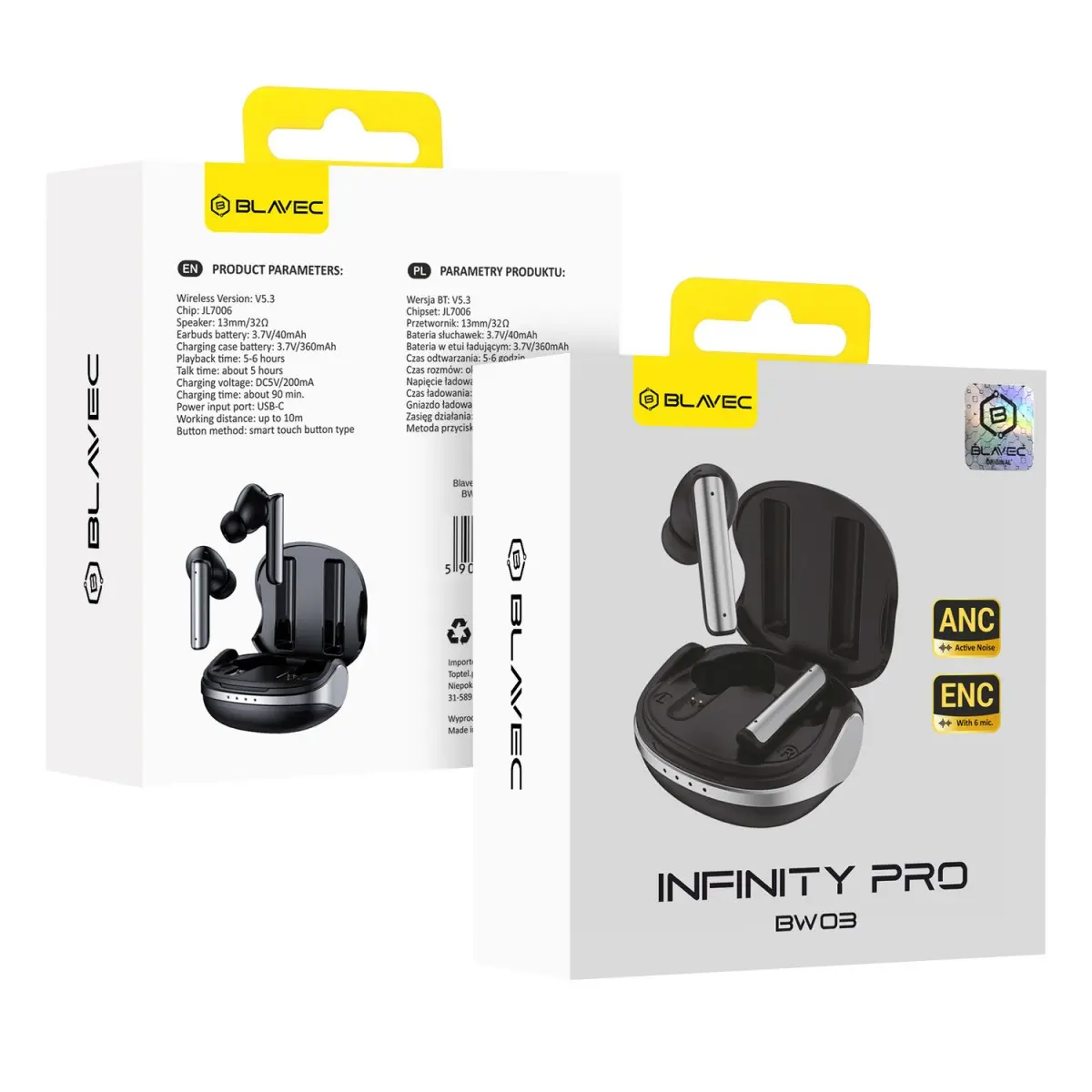 Sluchátka Bluetooth BLAVEC Infinity Pro BW03