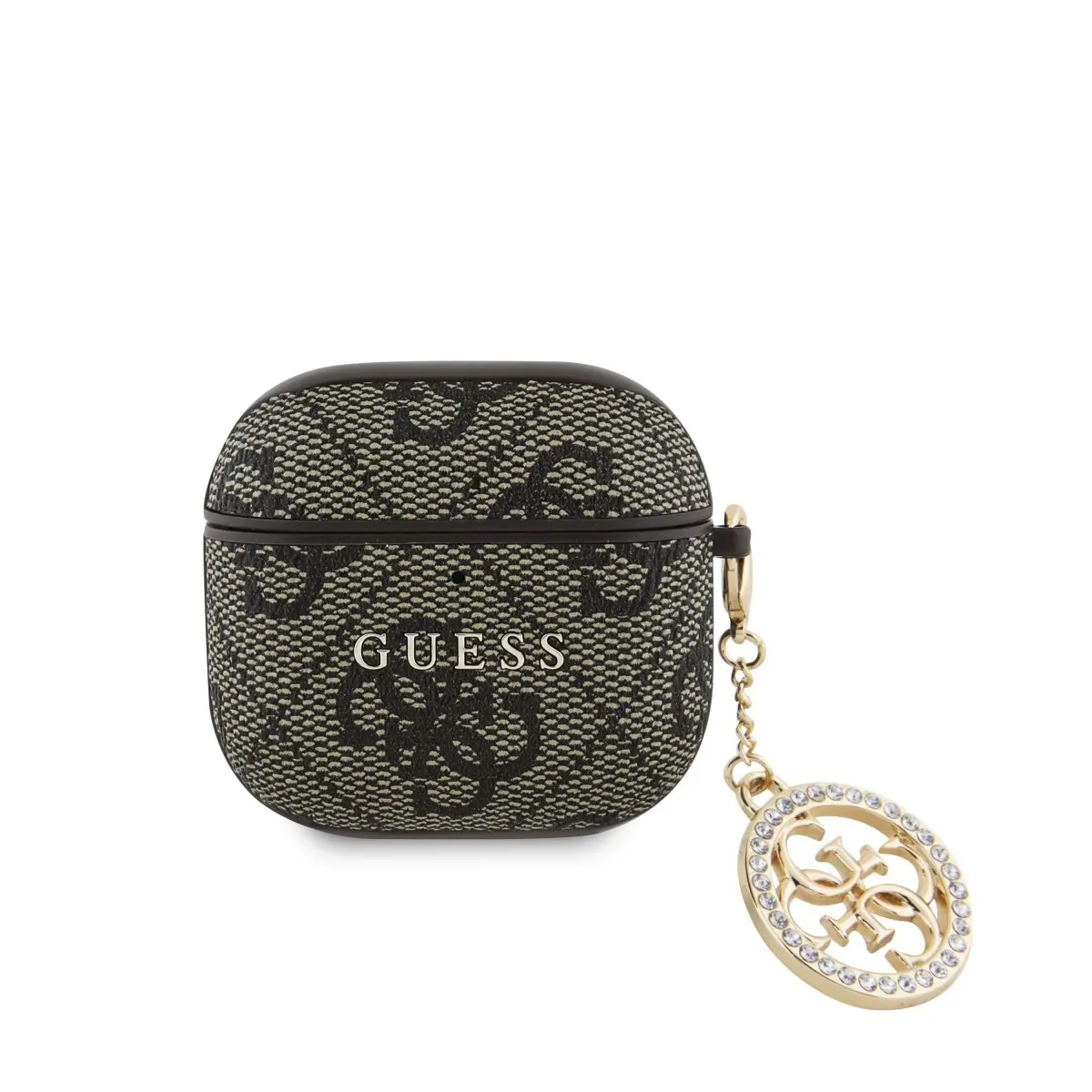 Guess 4G Script PC/PU Charm pouzdro AirPods 4 hnědé