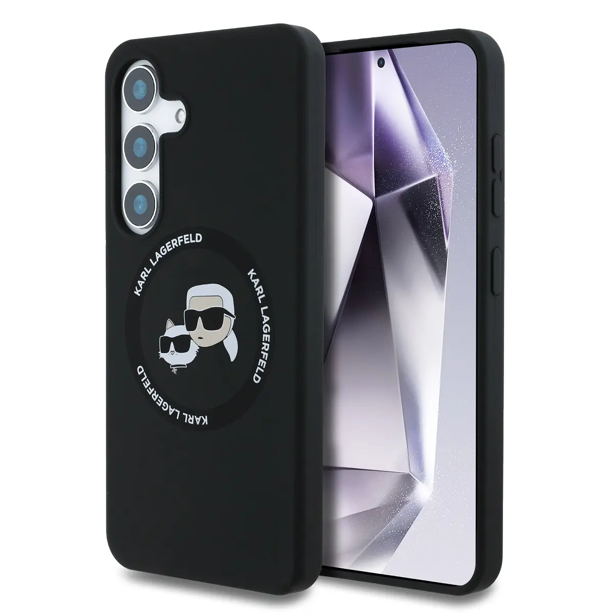 Zadní kryt Karl Lagerfeld Liquid Silicone K&amp;CH Heads MagSafe Zadní Kryt pro Samsung Galaxy S25 Black