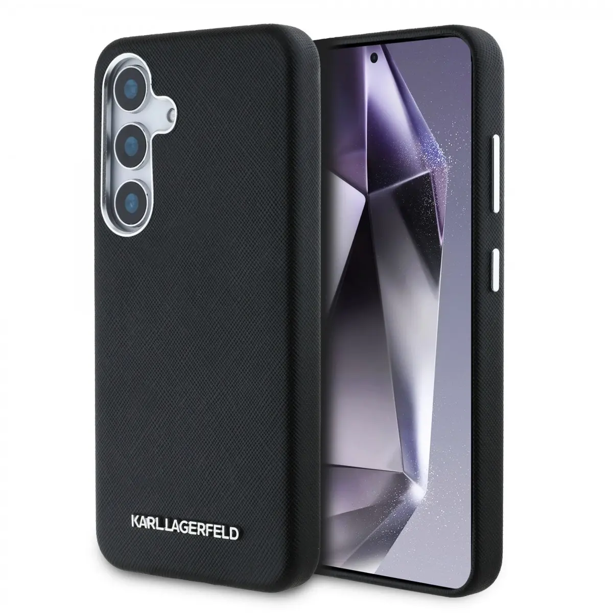 Karl Lagerfeld PU Saffiano Metal Logo and Frame Zadní Kryt pro Samsung Galaxy S25 Black KLHMS25SPSAFWMCK