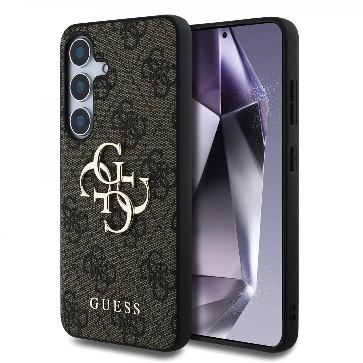 Guess PU 4G Metal Logo kryt Samsung Galaxy S25 hnědý
