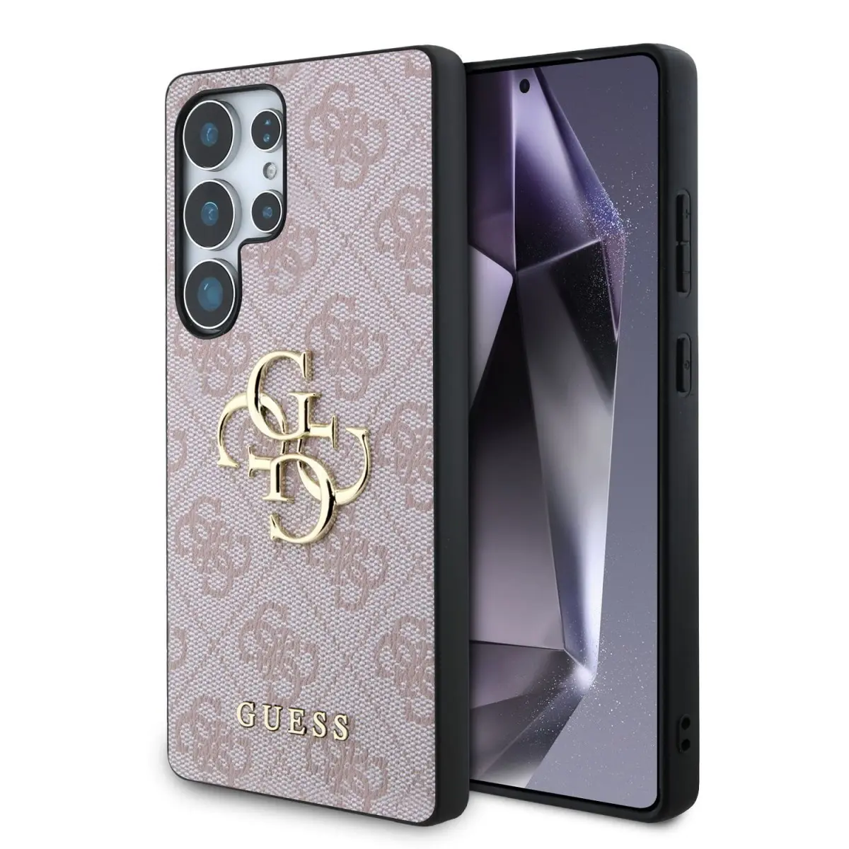Guess PU 4G Metal Logo Zadní Kryt pro Samsung Galaxy S25 Ultra Pink GUHCS25L4GMGPI