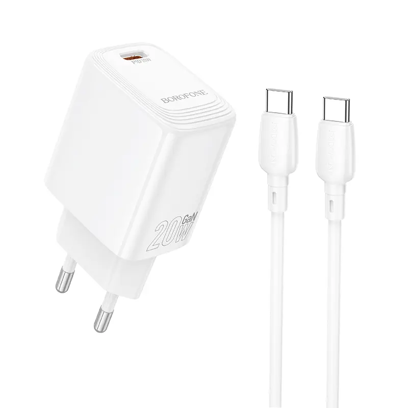 Rychlonabíječka Borofone BN26 Fuente s datovým kabelem USB-C 20W bílá