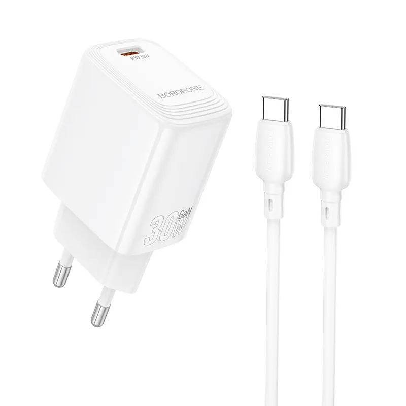 Rychlonabíječka Borofone BN28 Fuente s datovým kabelem USB-C 30W bílá