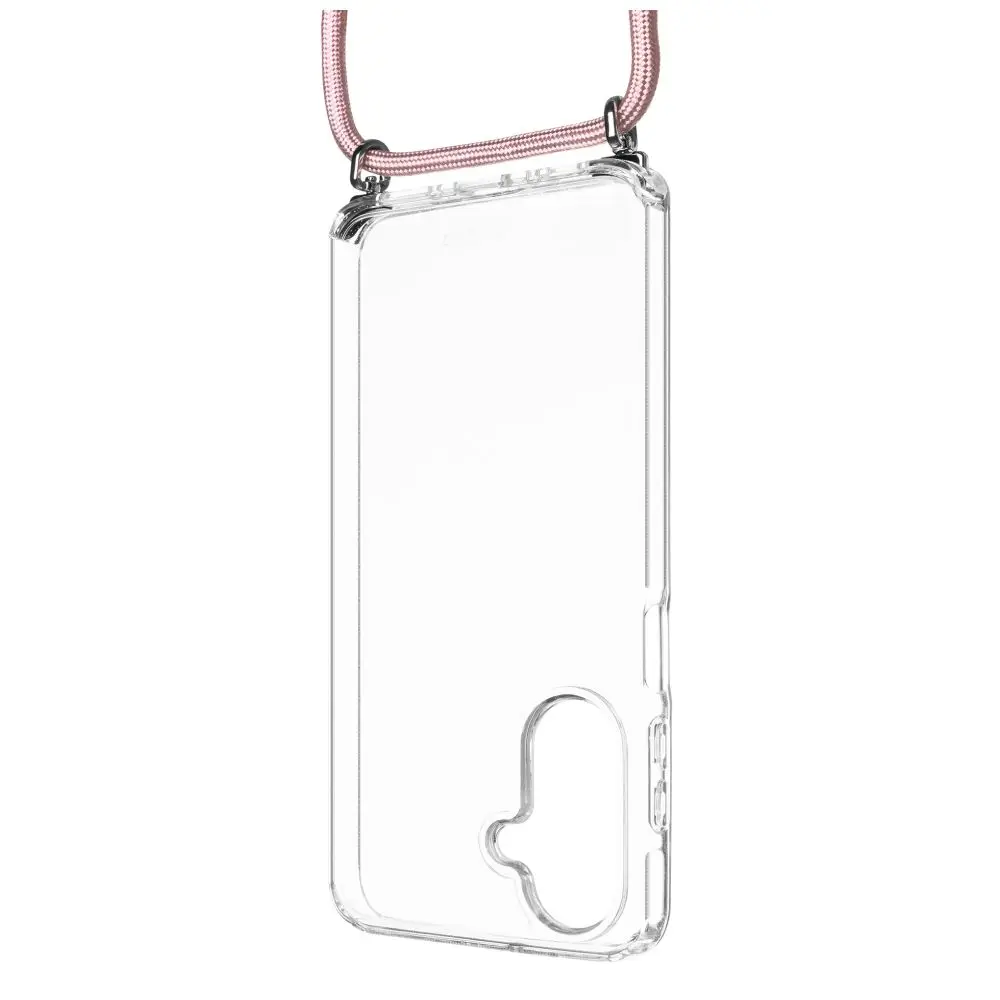 Zadní kryt FIXED Pure Neck s odnímatelnou růžovou šňůrkou na krk pro Samsung Galaxy A26 5G