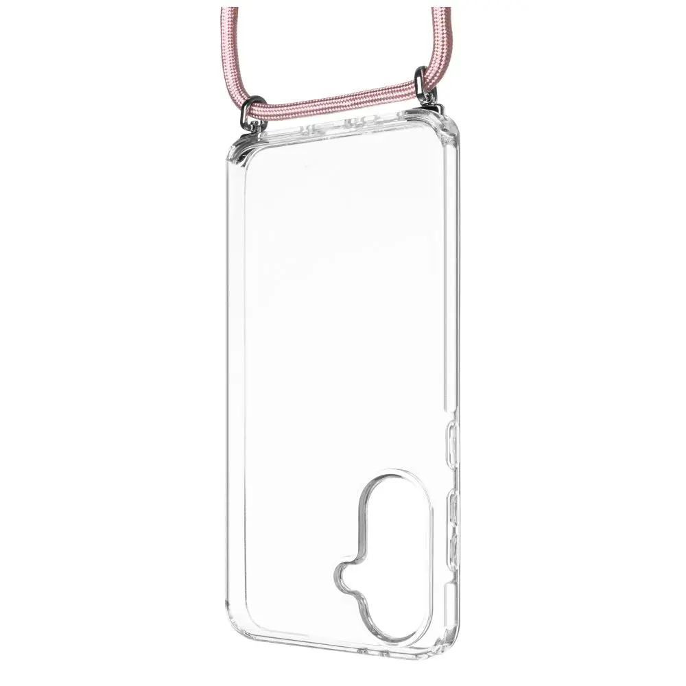 Zadní kryt FIXED Pure Neck s odnímatelnou růžovou šňůrkou na krk pro Samsung Galaxy A36 5G