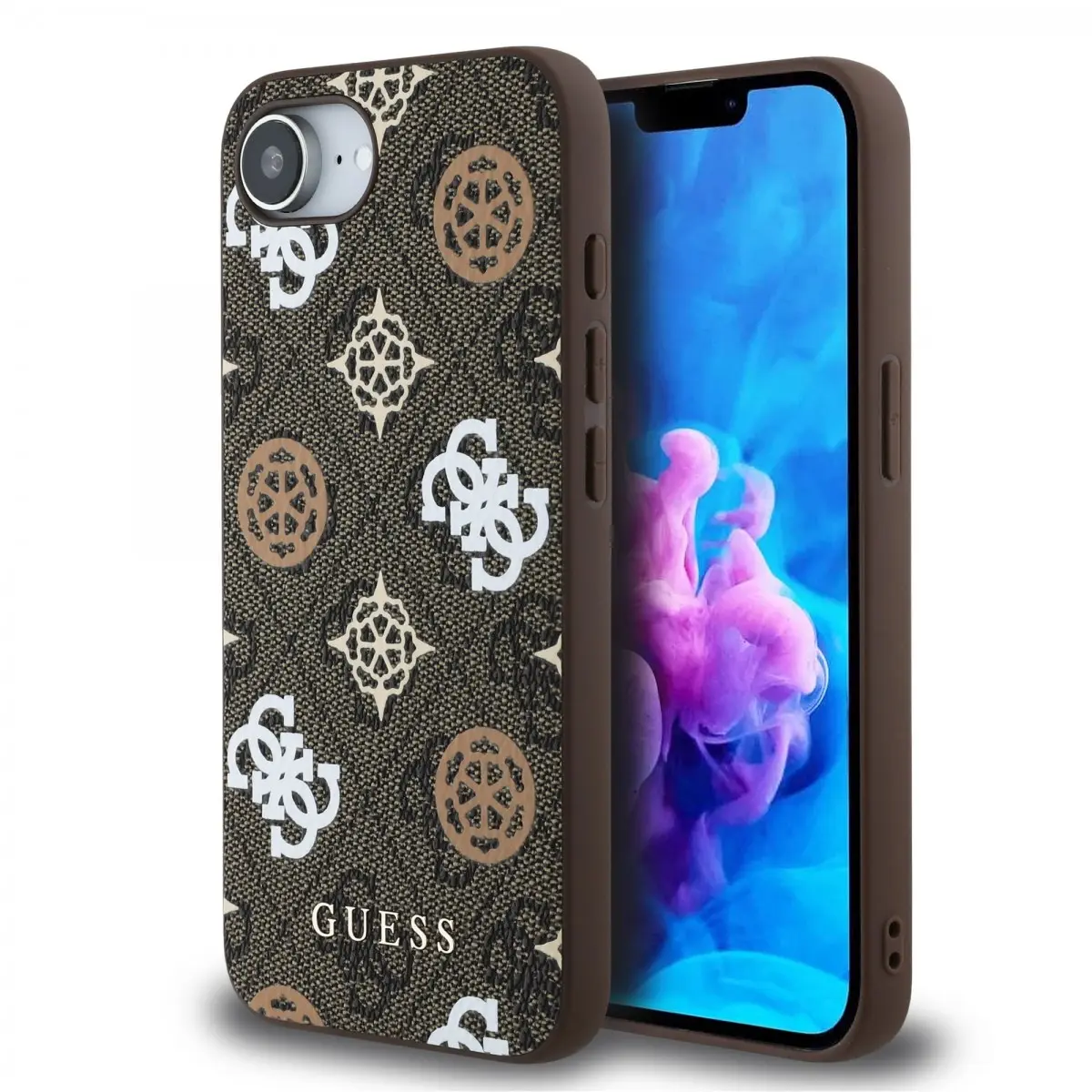 Guess PU 4G Peony MagSafe Zadní Kryt pro iPhone 16e/17e Brown GUHMPSE4P4PWPW