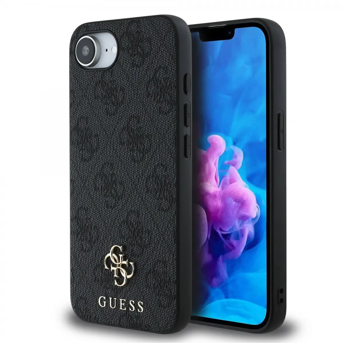 Guess PU 4G Small Metal Logo MagSafe kryt iPhone 16e šedý