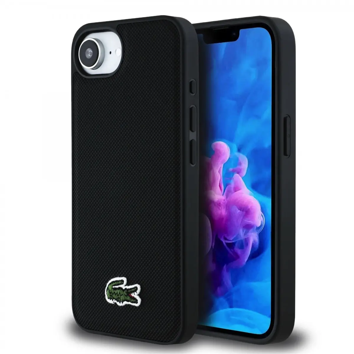 Zadní kryt Lacoste Iconic Petit Pique Woven Logo MagSafe pro iPhone 16e Black