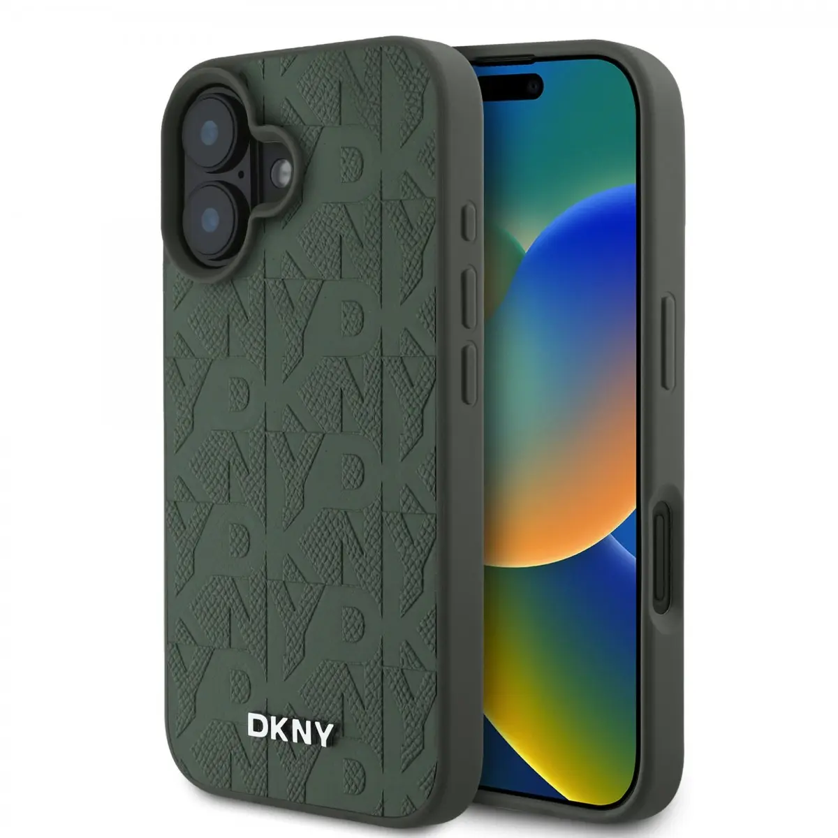 DKNY PU Leather Grid Pattern Magsafe Zadní Kryt pro iPhone 16 Green DKHMP16SPSGPHMN