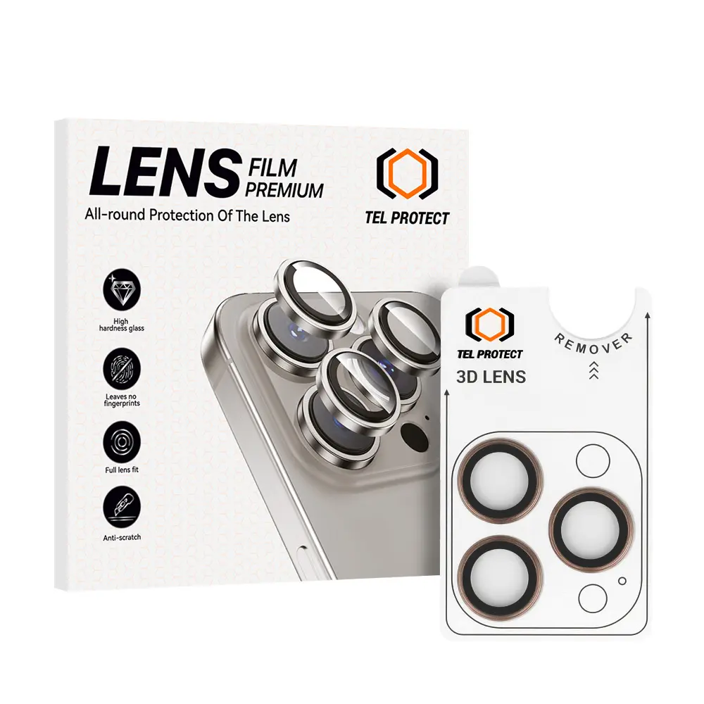 Tvrzené sklo Tel Protect 3D Lens na fotoaparát pro iPhone 16 Pro-16 Pro Max titanium