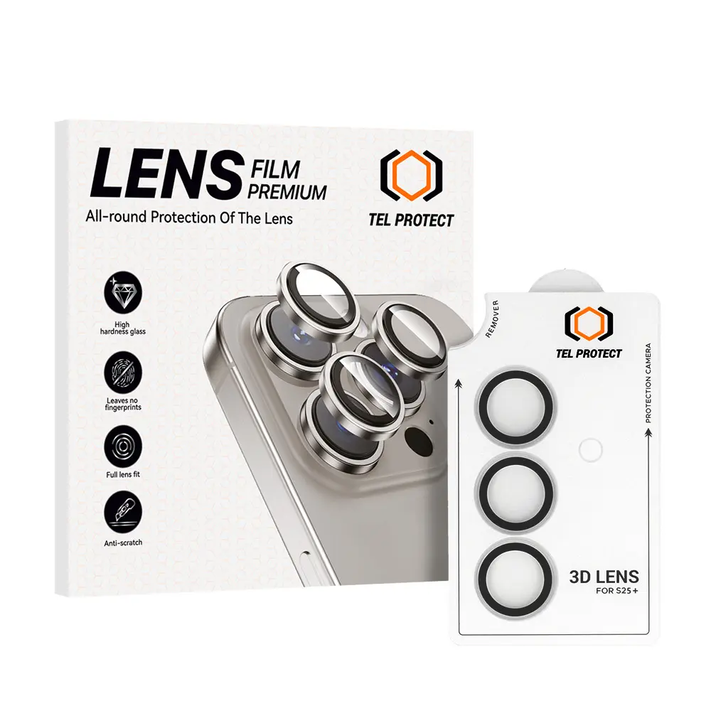 Tvrzené sklo Tel Protect 3D Lens na fotoaparát pro Samsung Galaxy S25 transparent