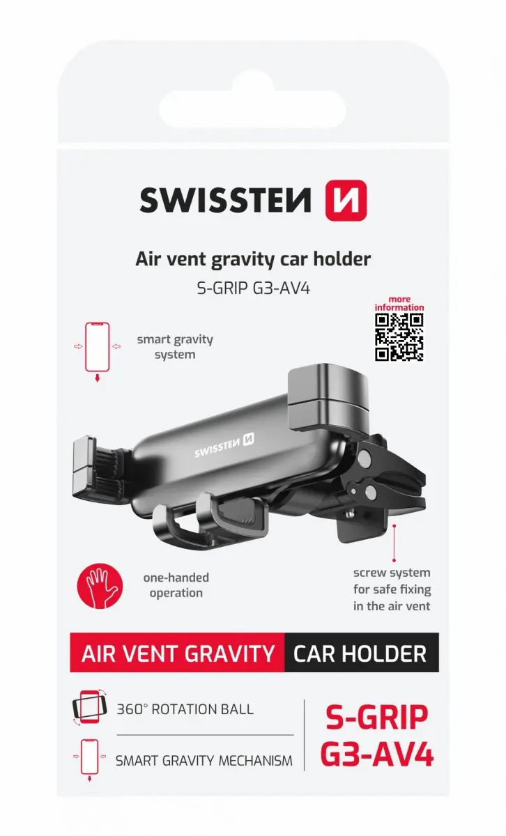 Držák Swissten Gravity S-Grip G3-AV4 do ventilace černý