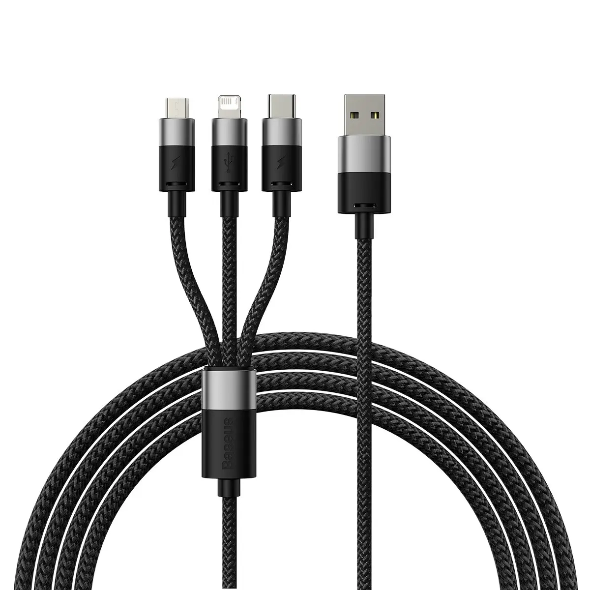 Datový kabel Baseus StarSpeed 3v1 Fast Charging USB-A - USB-C-Lightning-MicroUSB 20W 3.5A 1.2m Black