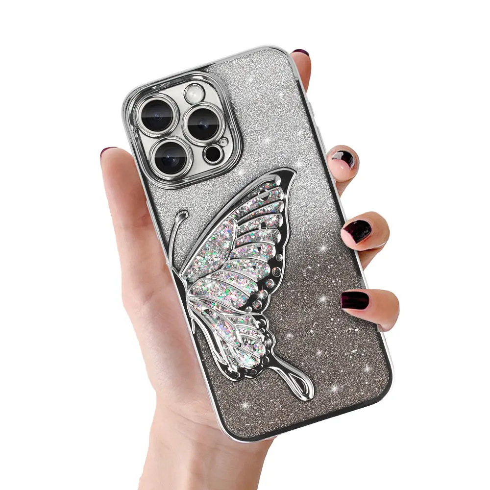 Zadní kryt Tel Protect Butterfly Water pro iPhone 16e silver