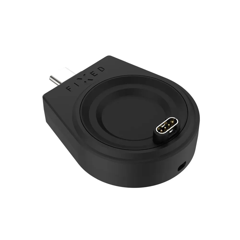 Nabíjecí USB-C adaptér FIXED pro smartwatch Garmin Fenix 5/6/7/7X/8, Epix, Venu 2/3/3S, Vívoactive 3/4/5, černý