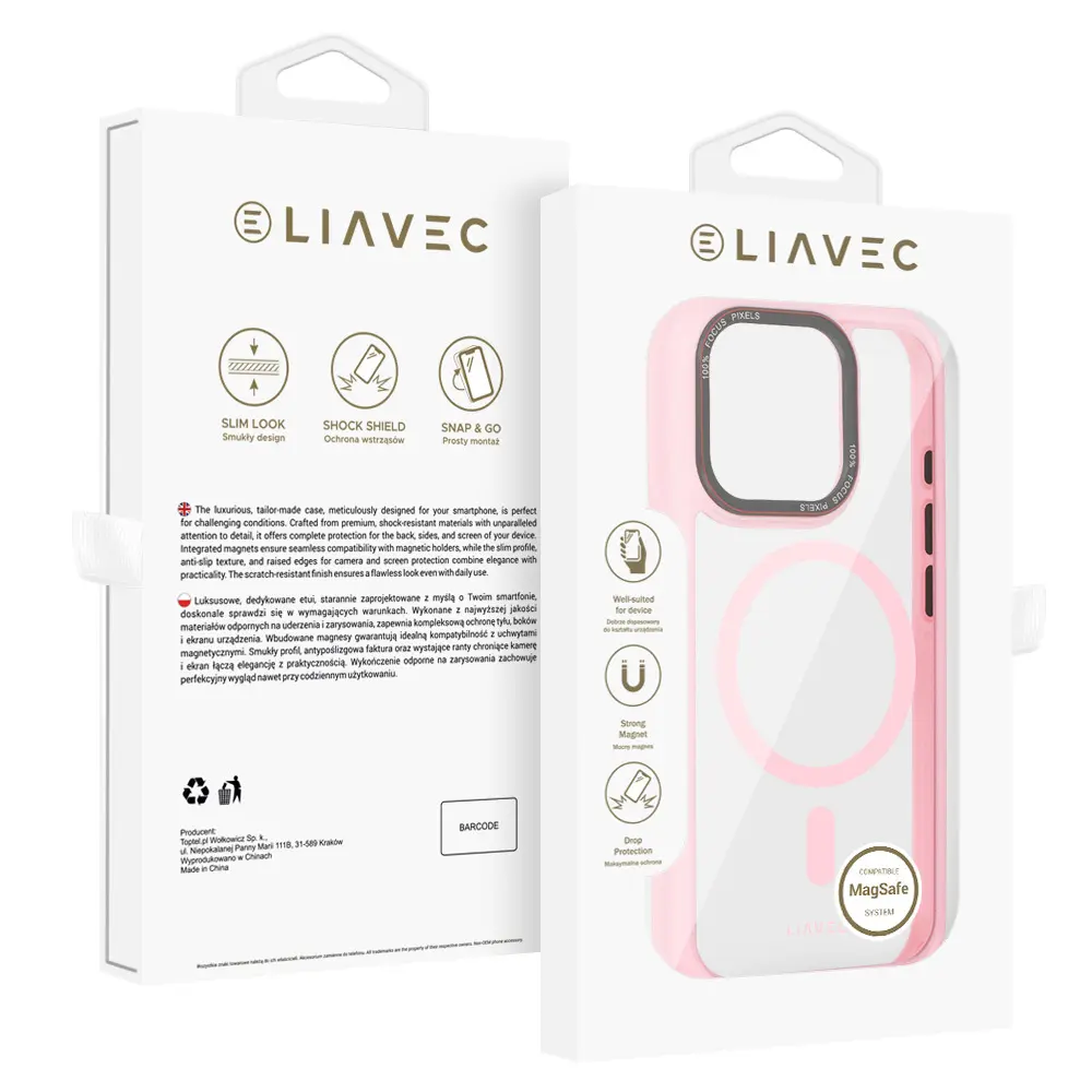 Zadní kryt Liavec Hybrid Magsafe Clear pro iPhone 16 Pro Max light pink