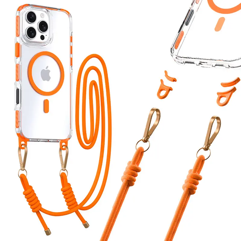 Zadní kryt Tel Protect Strap Clear pro iPhone 15 orange