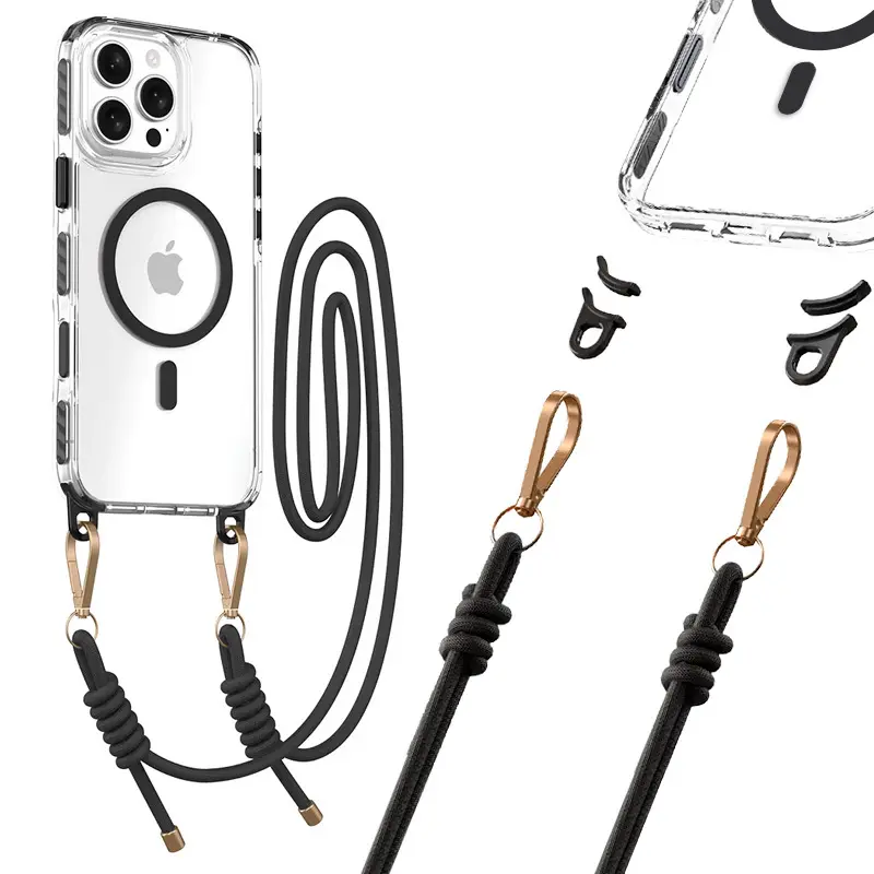 Zadní kryt Tel Protect Strap Clear pro iPhone 15 Pro black