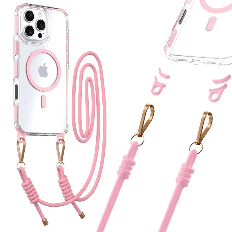 Zadní kryt Tel Protect Strap Clear pro iPhone 16 pink