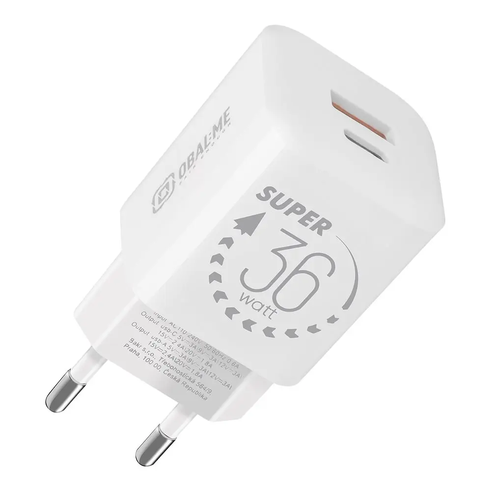 OBAL:ME GaN Cestovní Nabíječka USB-A + USB-C 36W White OM36WCA