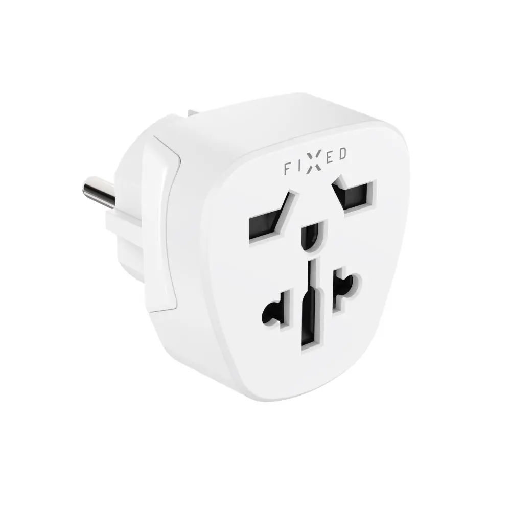 Adaptér FIXED EU Adapter 2 pro zapojení UK, US, AUS nabíječek do EU zásuvek, bílý