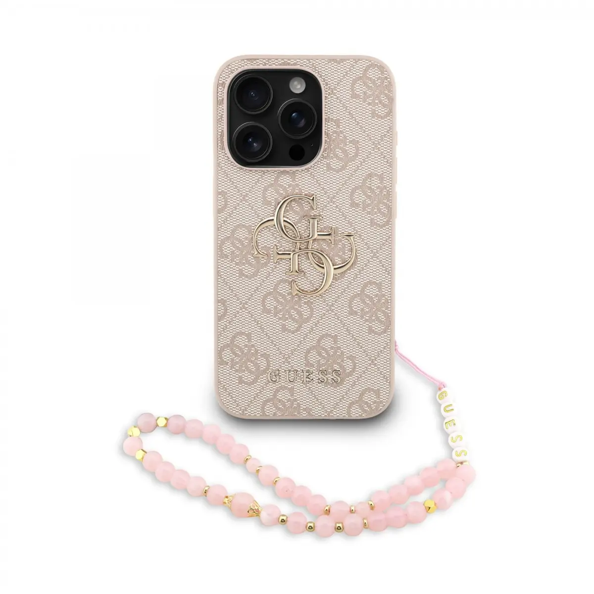 Zadní kryt Guess PU 4G Metal Logo Strap pro iPhone 15 Pro Max Pink