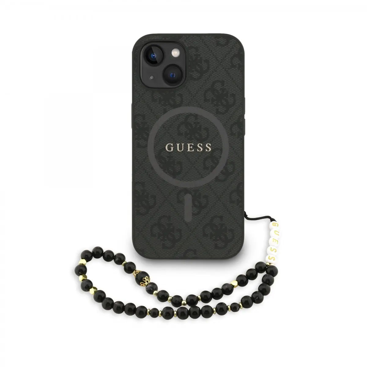 Zadní kryt Guess PU Leather 4G Colored Ring Strap MagSafe pro iPhone 15 Black