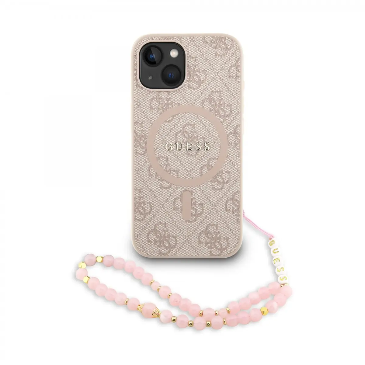 Zadní kryt Guess PU Leather 4G Colored Ring Strap MagSafe pro iPhone 14 Pink