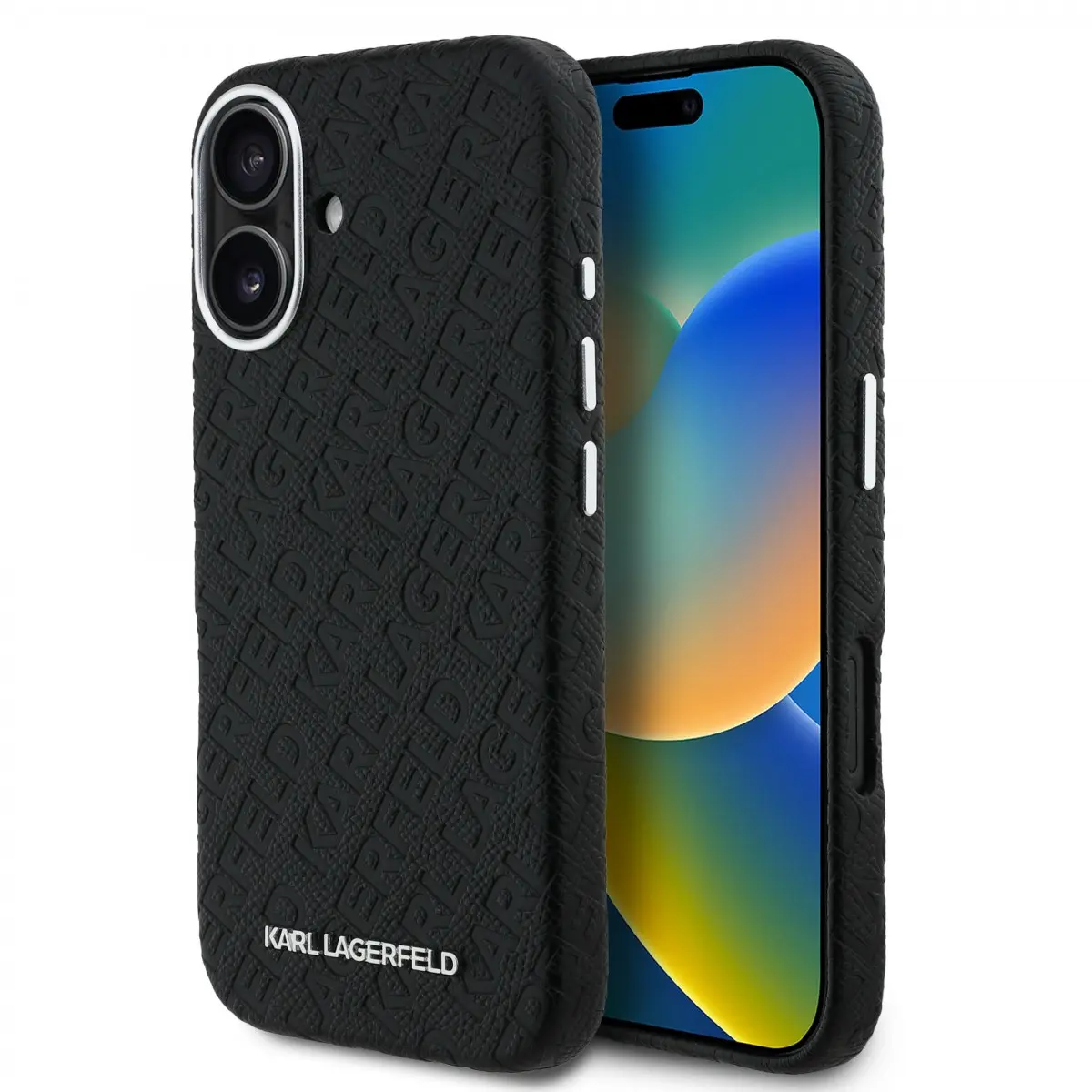 Zadní kryt Karl Lagerfeld Grained PU Repeated Logo MagSafe pro iPhone 16 Black