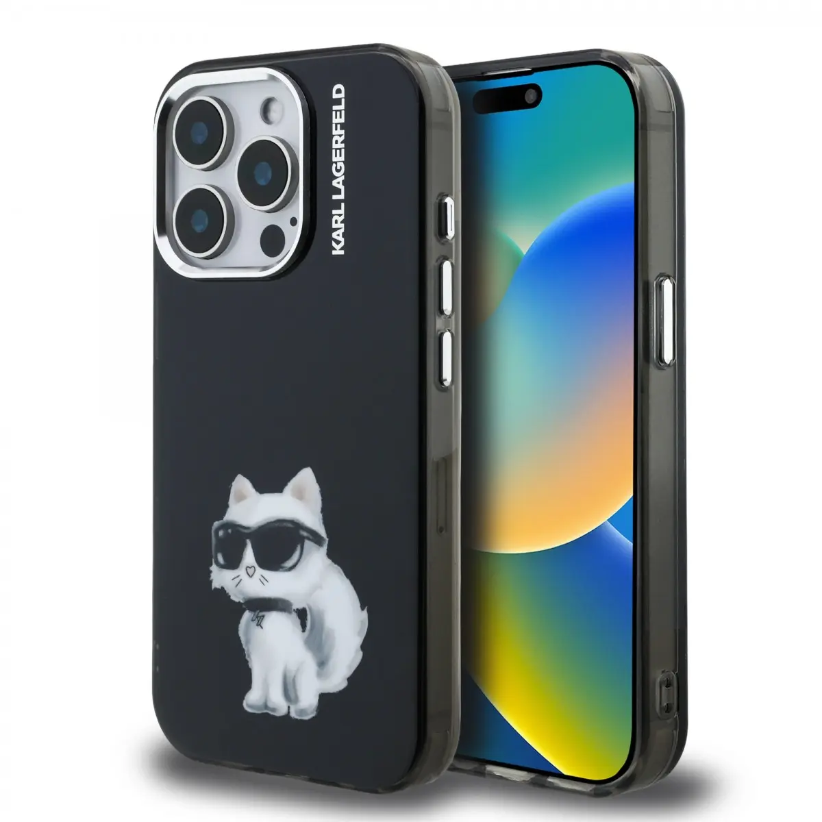 Zadní kryt Karl Lagerfeld IML Aquarelle Choupette pro iPhone 15 Pro Black