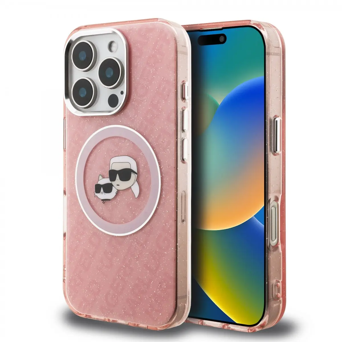 Zadní kryt Karl Lagerfeld IML K&amp;CH Heads Repeated Logo MagSafe pro iPhone 16 Pro Pink