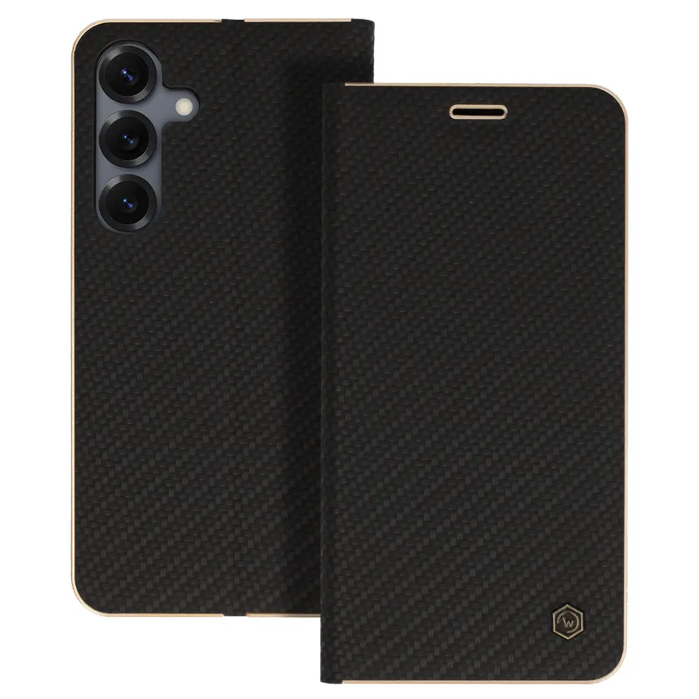Knížkové pouzdro Wonder Frame Carbon pro Samsung Galaxy M15 5G black